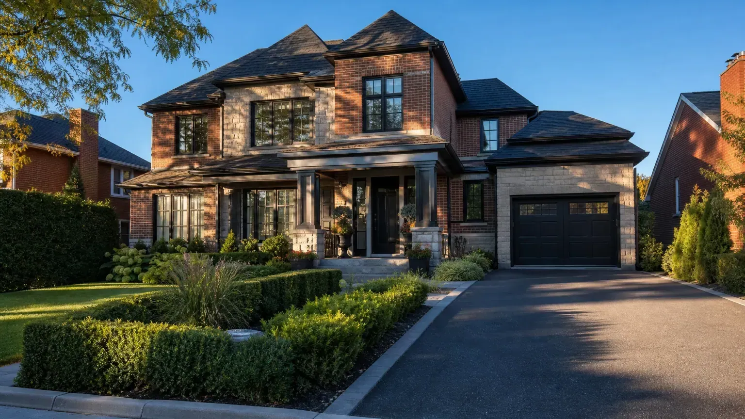 An established Ontario family home at golden hour — Home Trust EquityAccess review