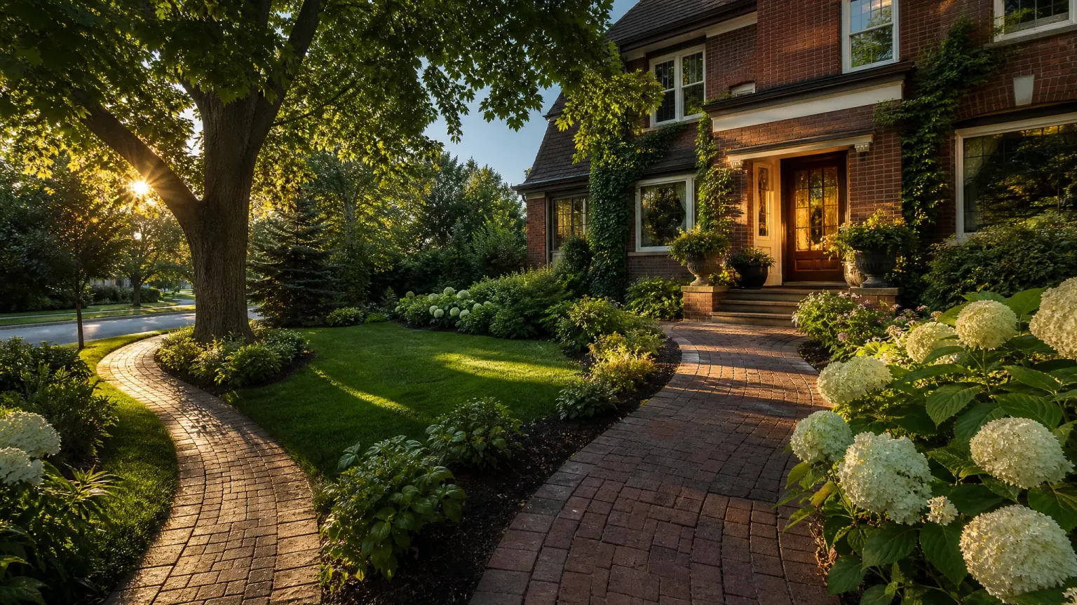 A Canadian red-brick home in morning light where the front walkway splits into two paths — weighing whether a reverse mortgage is a good idea