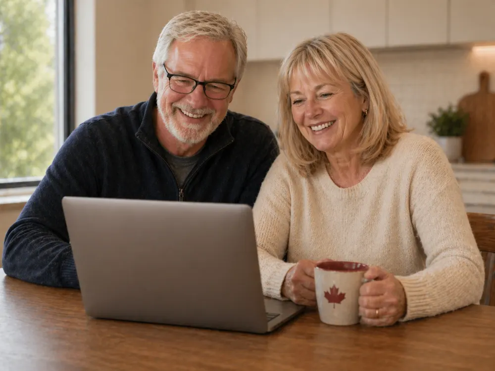 Happy senior couple enjoying their home and financial freedom